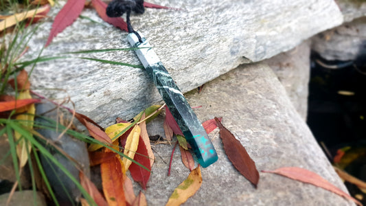 Long Pounamu Paua and Epoxy Resin Toki