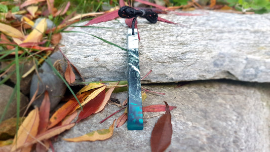 Long Pounamu Paua and Epoxy Resin Toki