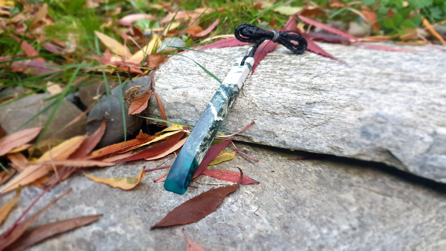 Long Pounamu Paua and Epoxy Resin Toki