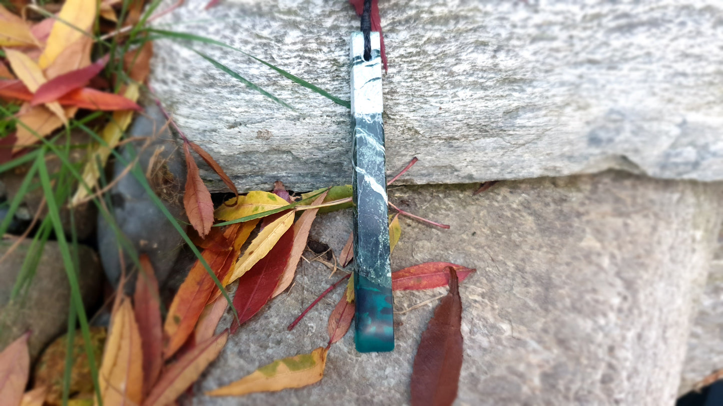 Long Pounamu Paua and Epoxy Resin Toki