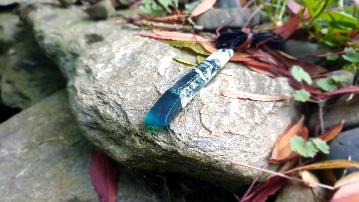 Long Pounamu Paua and Epoxy Resin Toki
