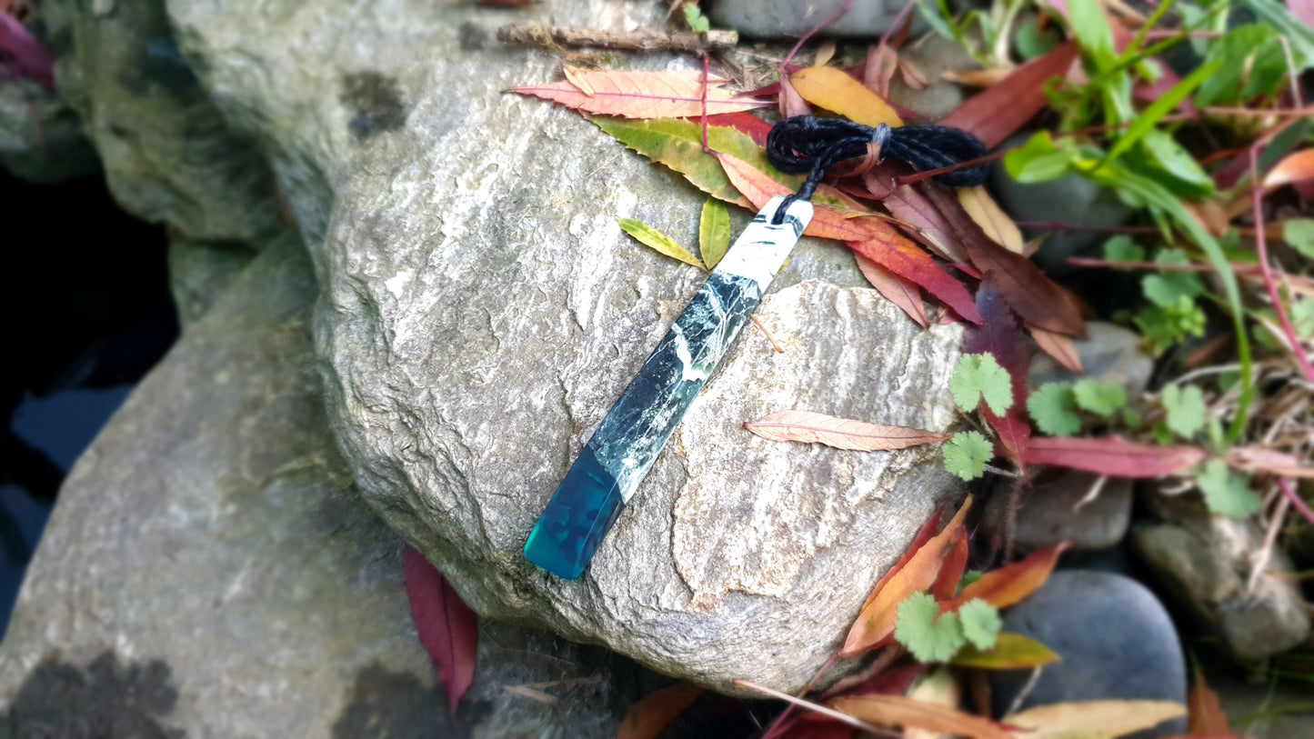 Long Pounamu Paua and Epoxy Resin Toki