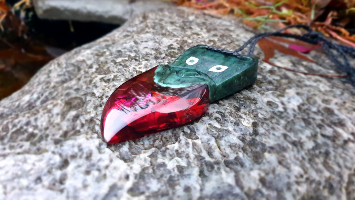 Extra Large Pounamu Paua and Epoxy Resin Wheku