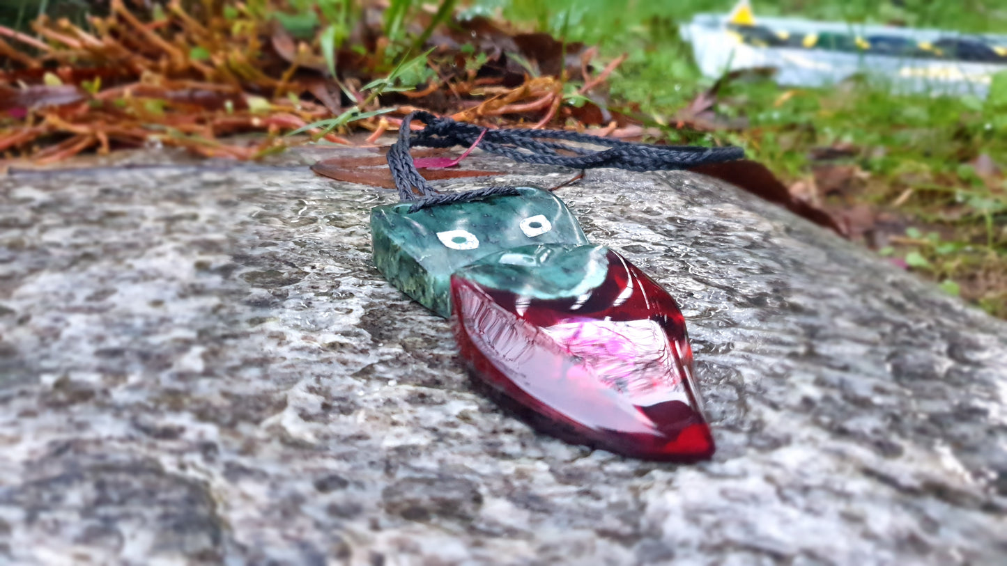 Extra Large Pounamu Paua and Epoxy Resin Wheku