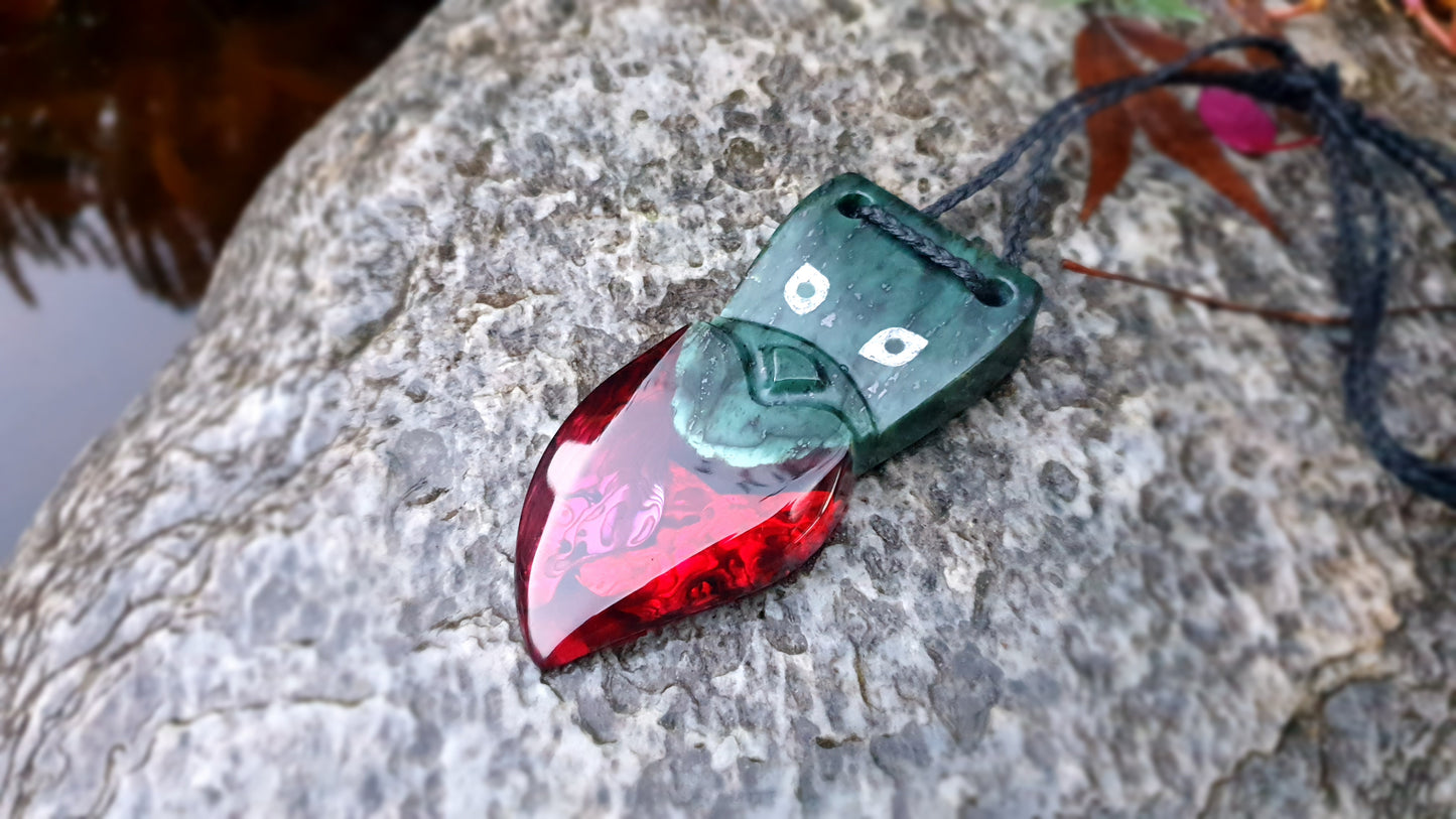 Extra Large Pounamu Paua and Epoxy Resin Wheku
