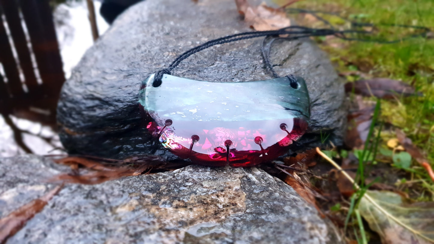 Extra Large Pounamu Paua and Epoxy Resin Breastplate