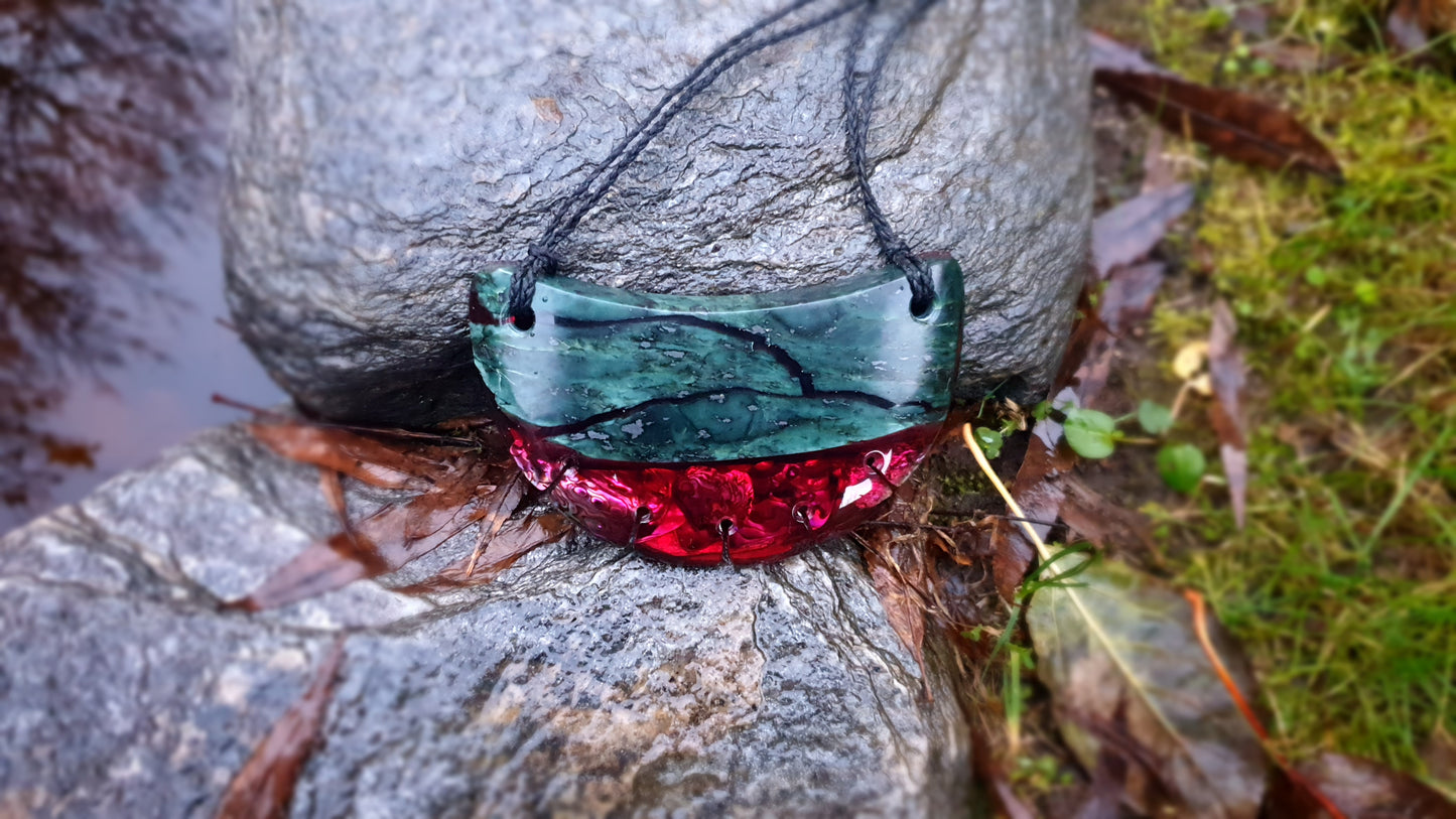 Extra Large Pounamu Paua and Epoxy Resin Breastplate