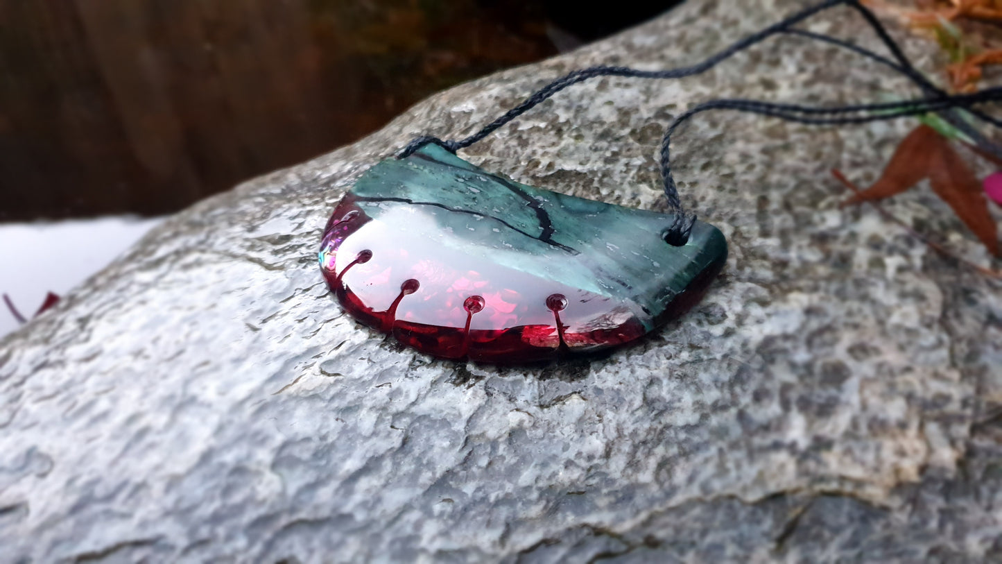 Extra Large Pounamu Paua and Epoxy Resin Breastplate