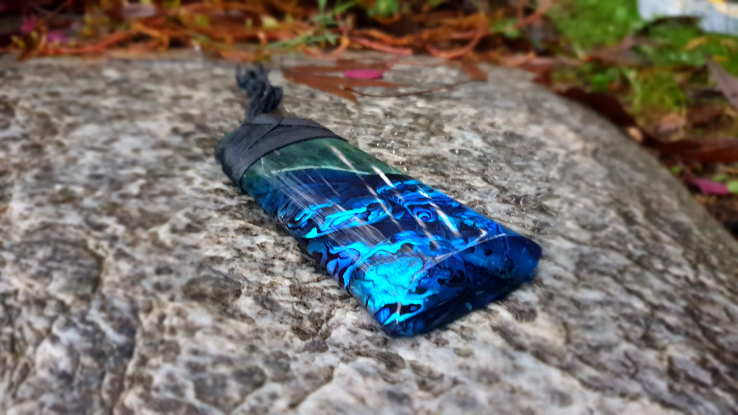 Extra Large Pounamu Paua and Epoxy Resin Toki