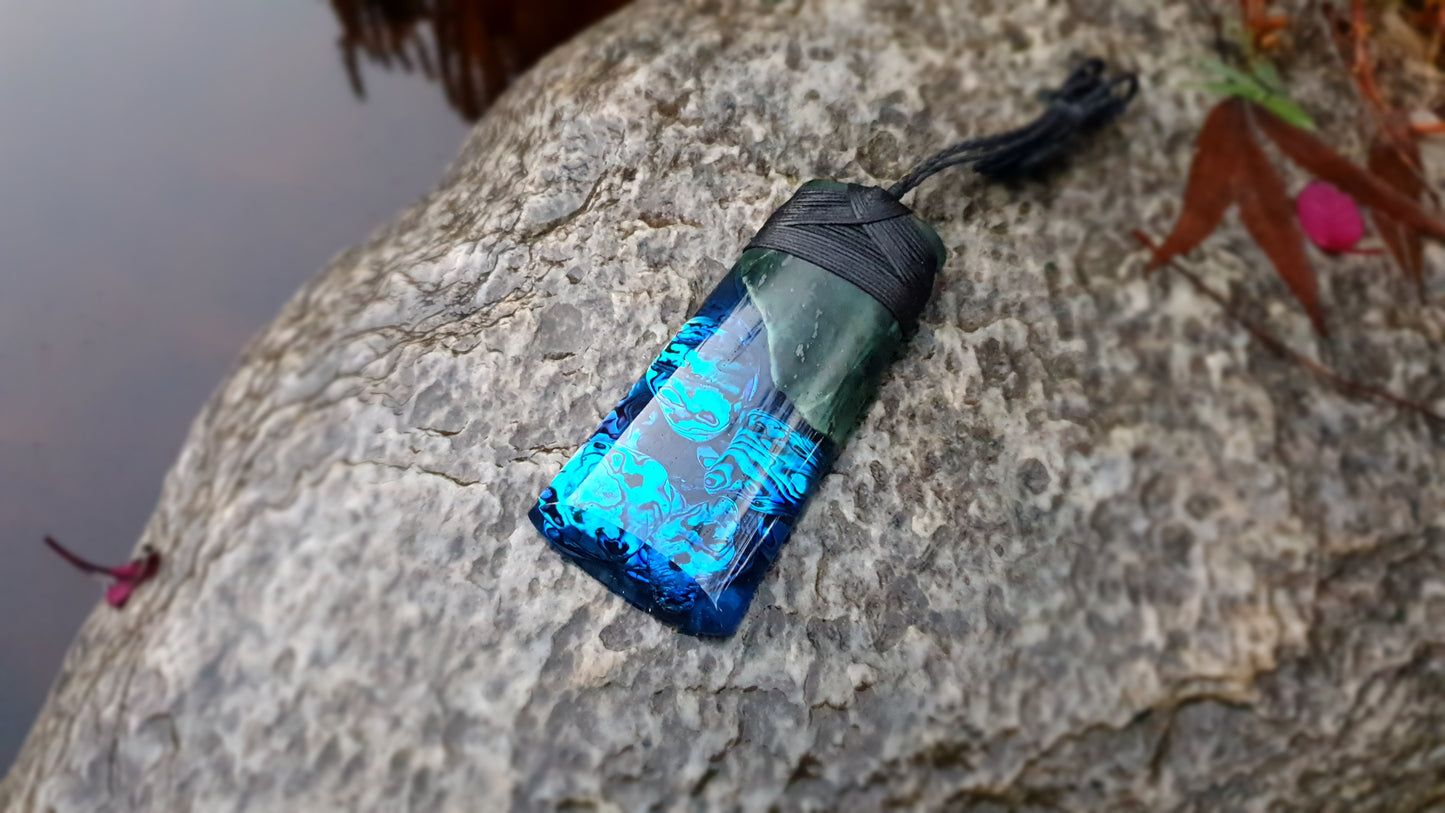 Extra Large Pounamu Paua and Epoxy Resin Toki