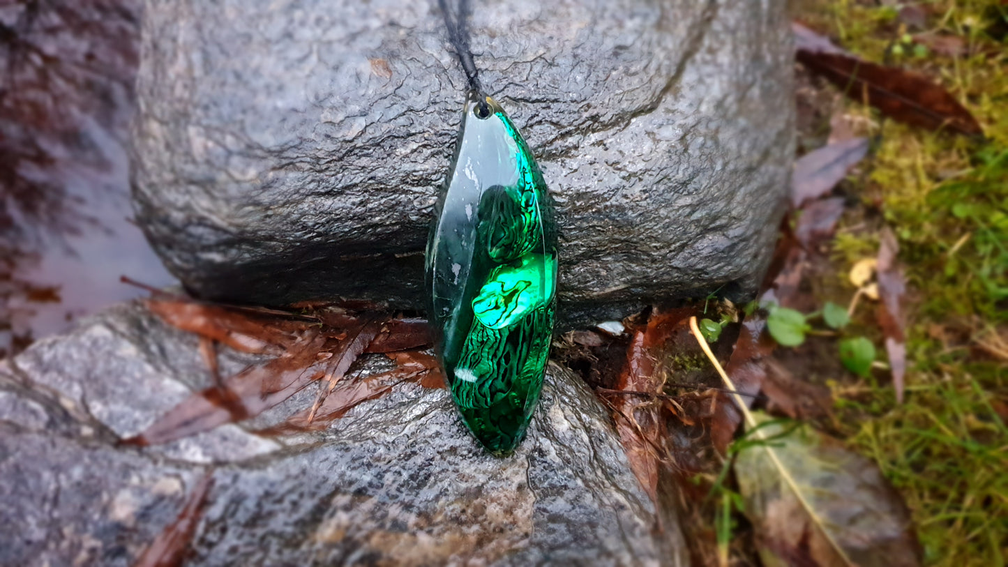 Extra Large Pounamu Paua and Epoxy Resin Rau