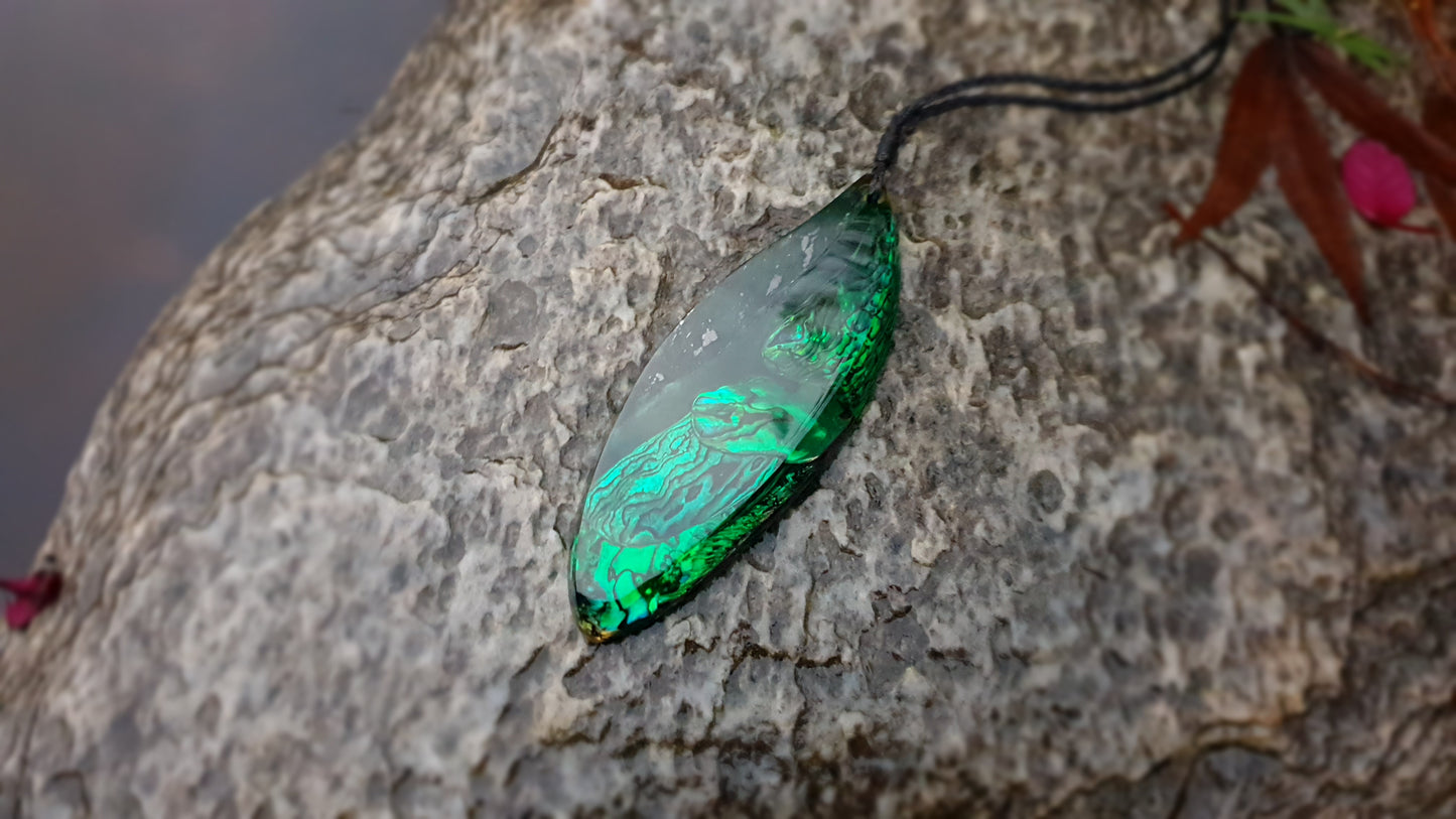 Extra Large Pounamu Paua and Epoxy Resin Rau