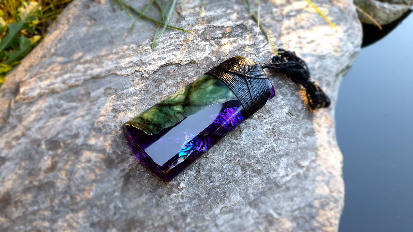 Extra Large Pounamu Paua and Epoxy Resin Toki