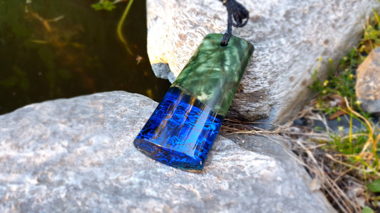 Extra Large Pounamu Paua and Epoxy Resin Toki