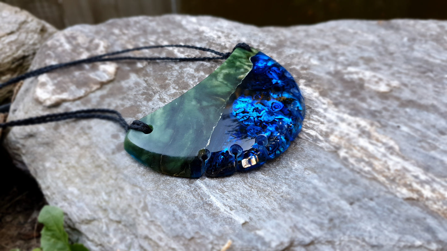 Extra Large Pounamu Paua and Epoxy Resin Breastplate