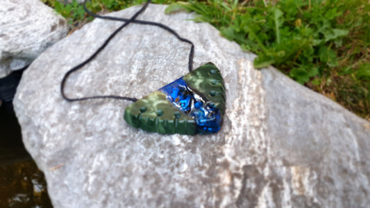 Extra Large Pounamu Paua and Epoxy Resin Breastplate