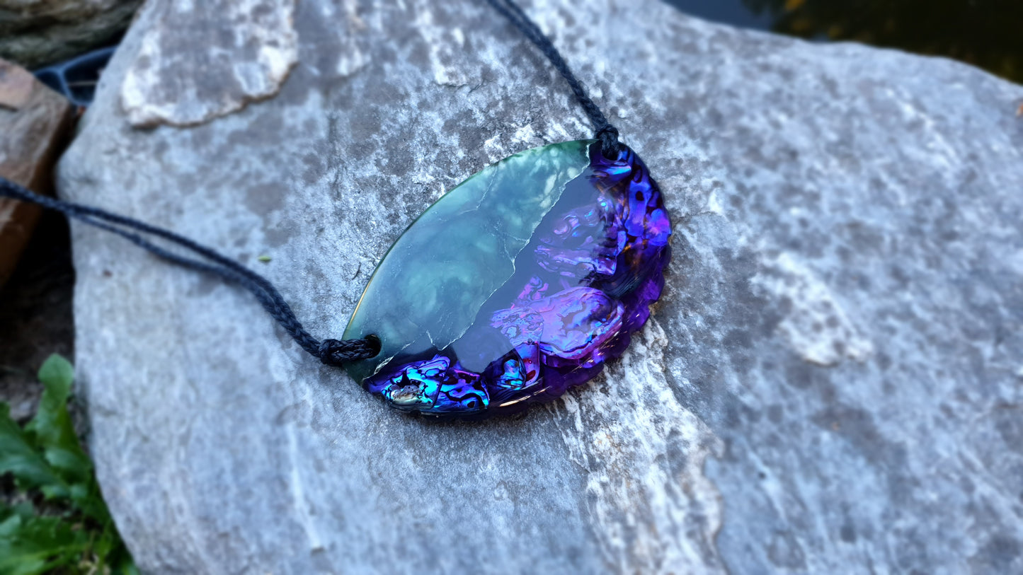 Large Pounamu Paua and Epoxy Resin Breastplate