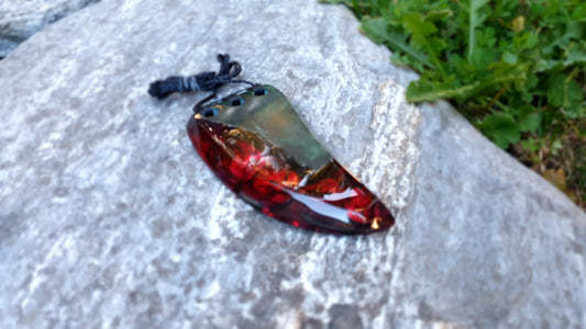 Extra Large Pounamu Paua and Epoxy Resin Niho