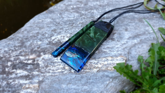 Large Pounamu Paua and Epoxy Toki & Drop Set