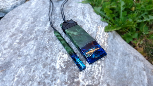 Large Pounamu Paua and Epoxy Toki & Drop Set