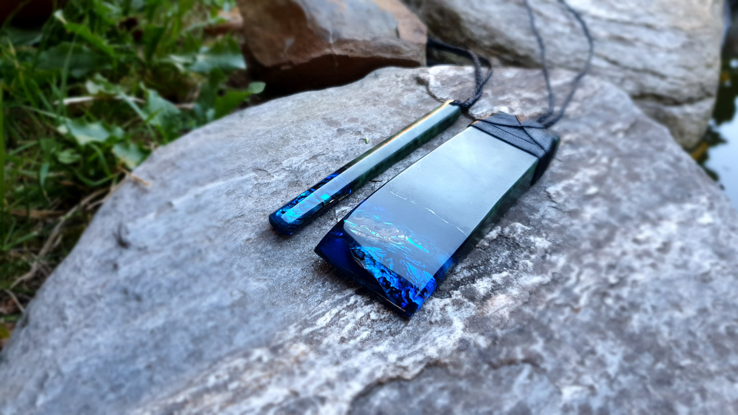 Large Pounamu Paua and Epoxy Toki & Drop Set