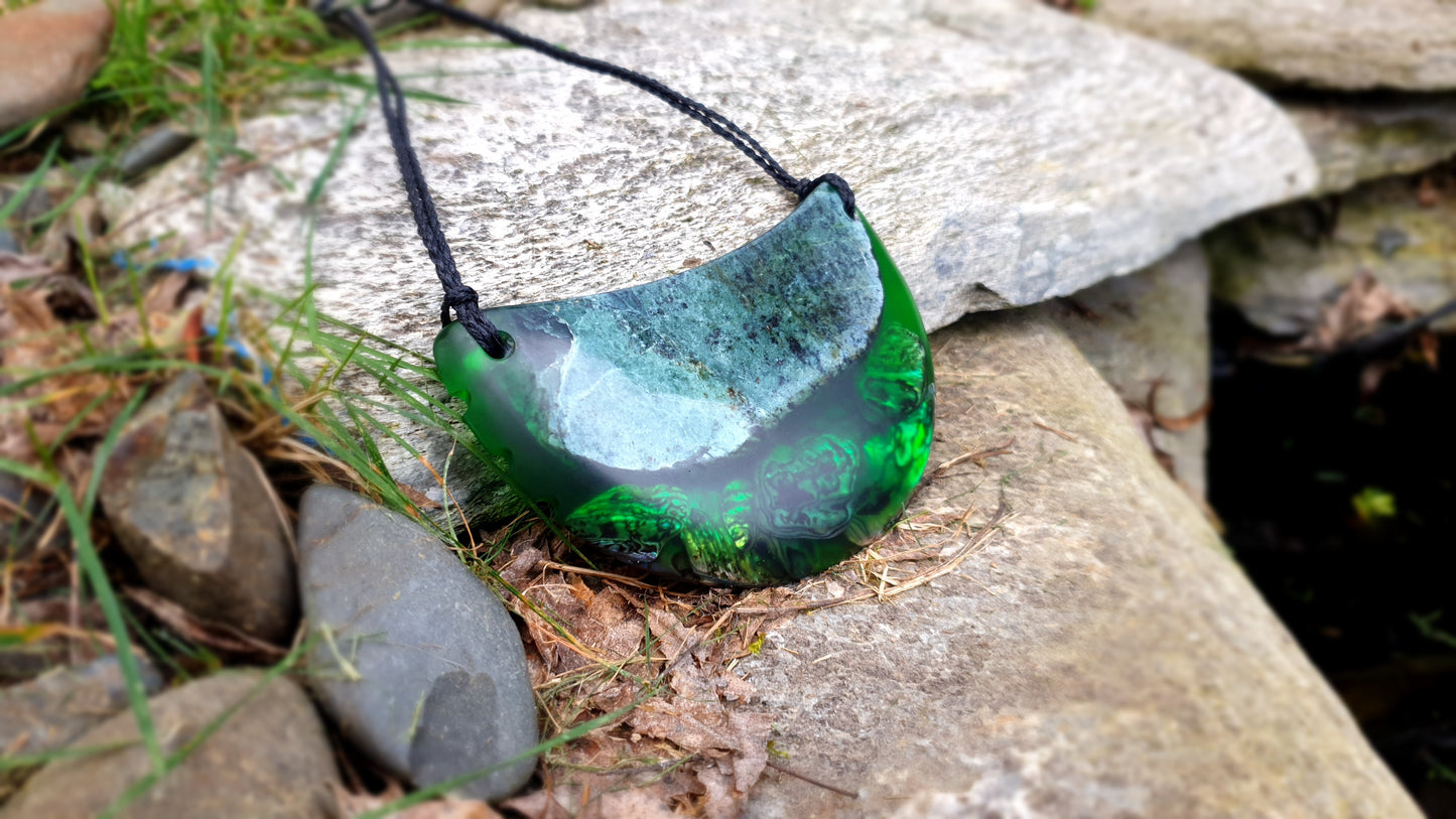 Extra Large Pounamu Paua and Epoxy Resin Breastplate