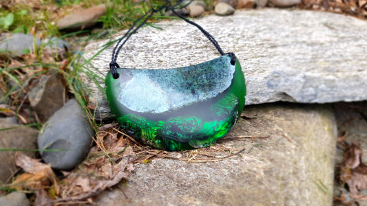 Extra Large Pounamu Paua and Epoxy Resin Breastplate