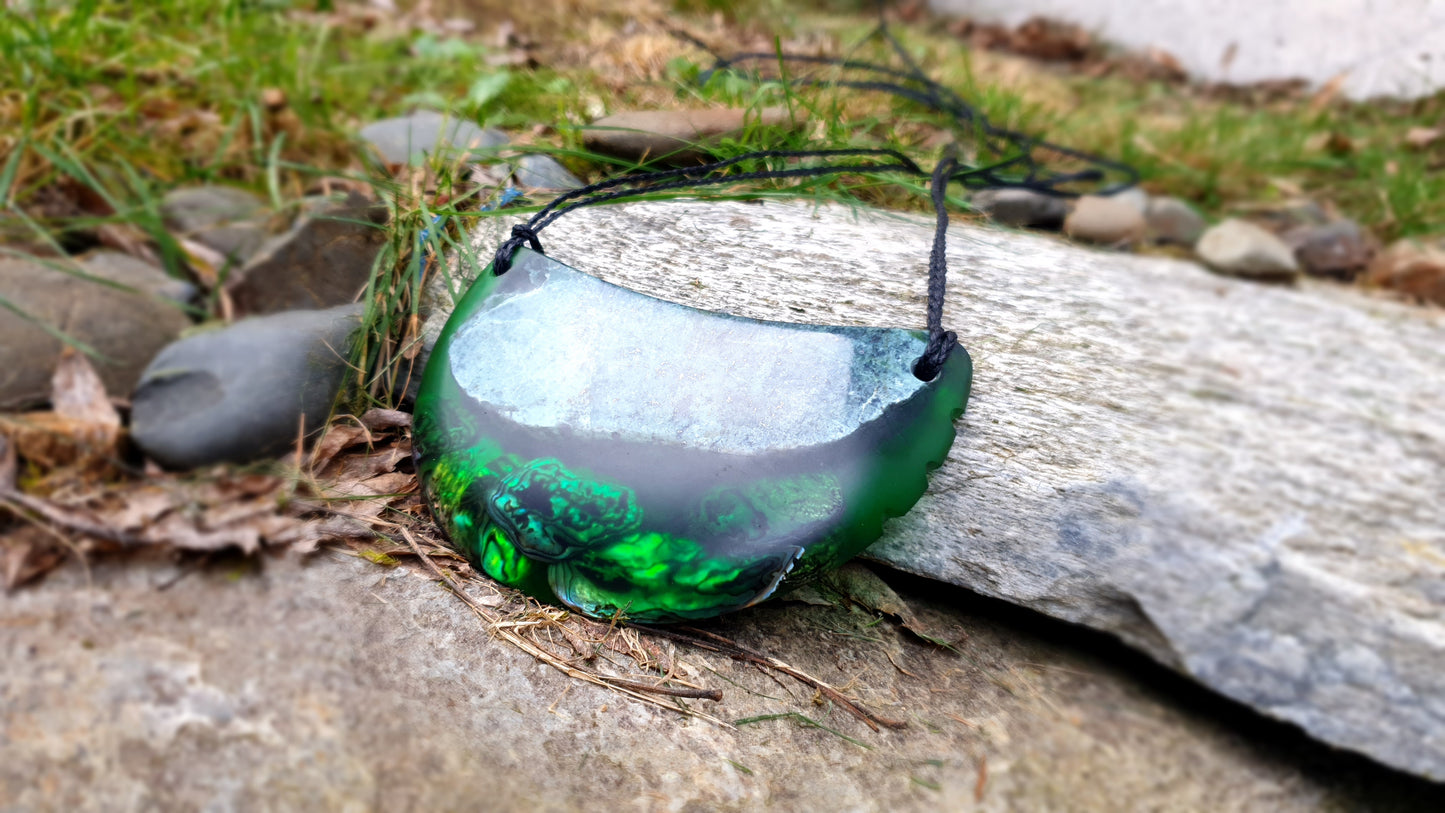 Extra Large Pounamu Paua and Epoxy Resin Breastplate