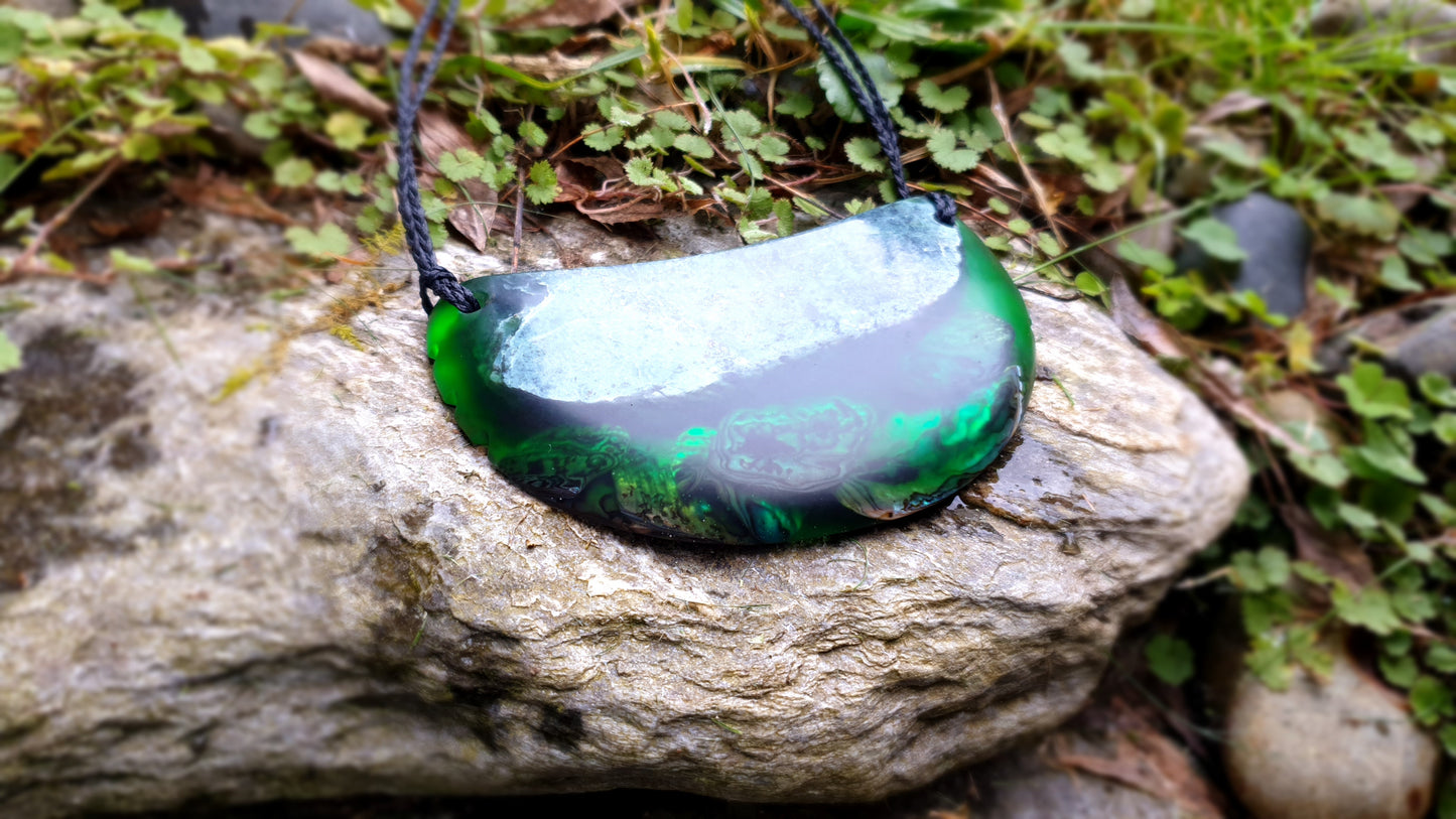 Extra Large Pounamu Paua and Epoxy Resin Breastplate