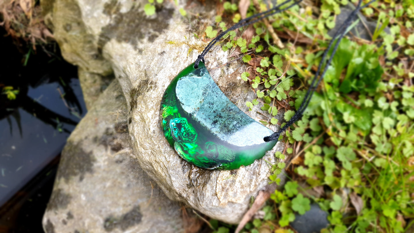 Extra Large Pounamu Paua and Epoxy Resin Breastplate