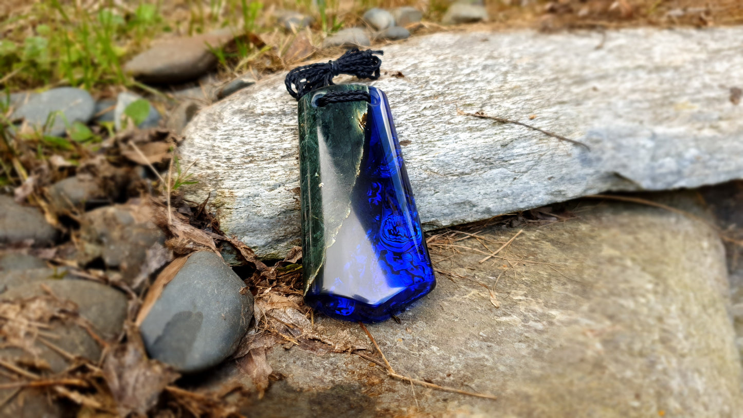 Extra Large Pounamu Paua and Epoxy Resin Toki