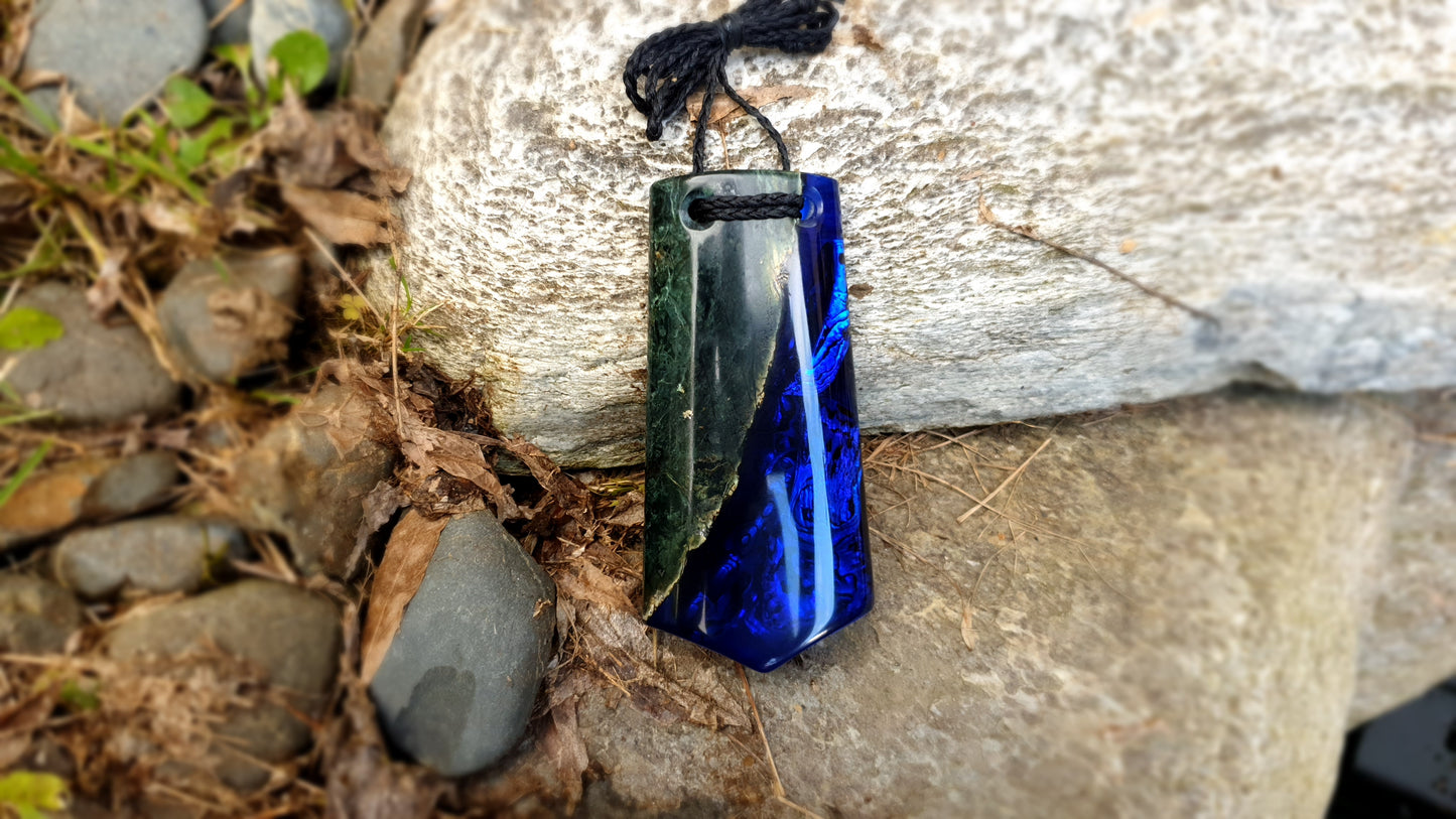 Extra Large Pounamu Paua and Epoxy Resin Toki