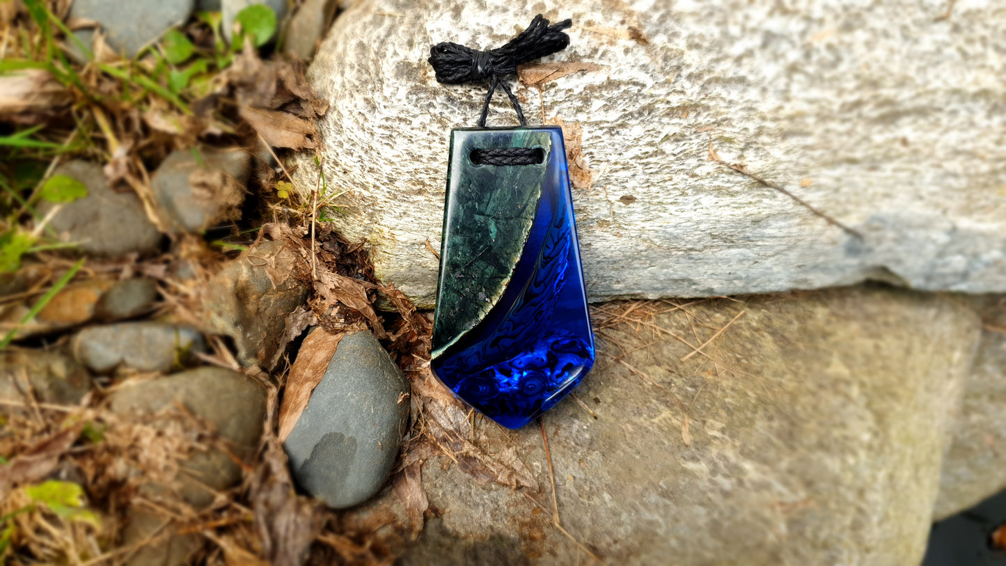 Extra Large Pounamu Paua and Epoxy Resin Toki