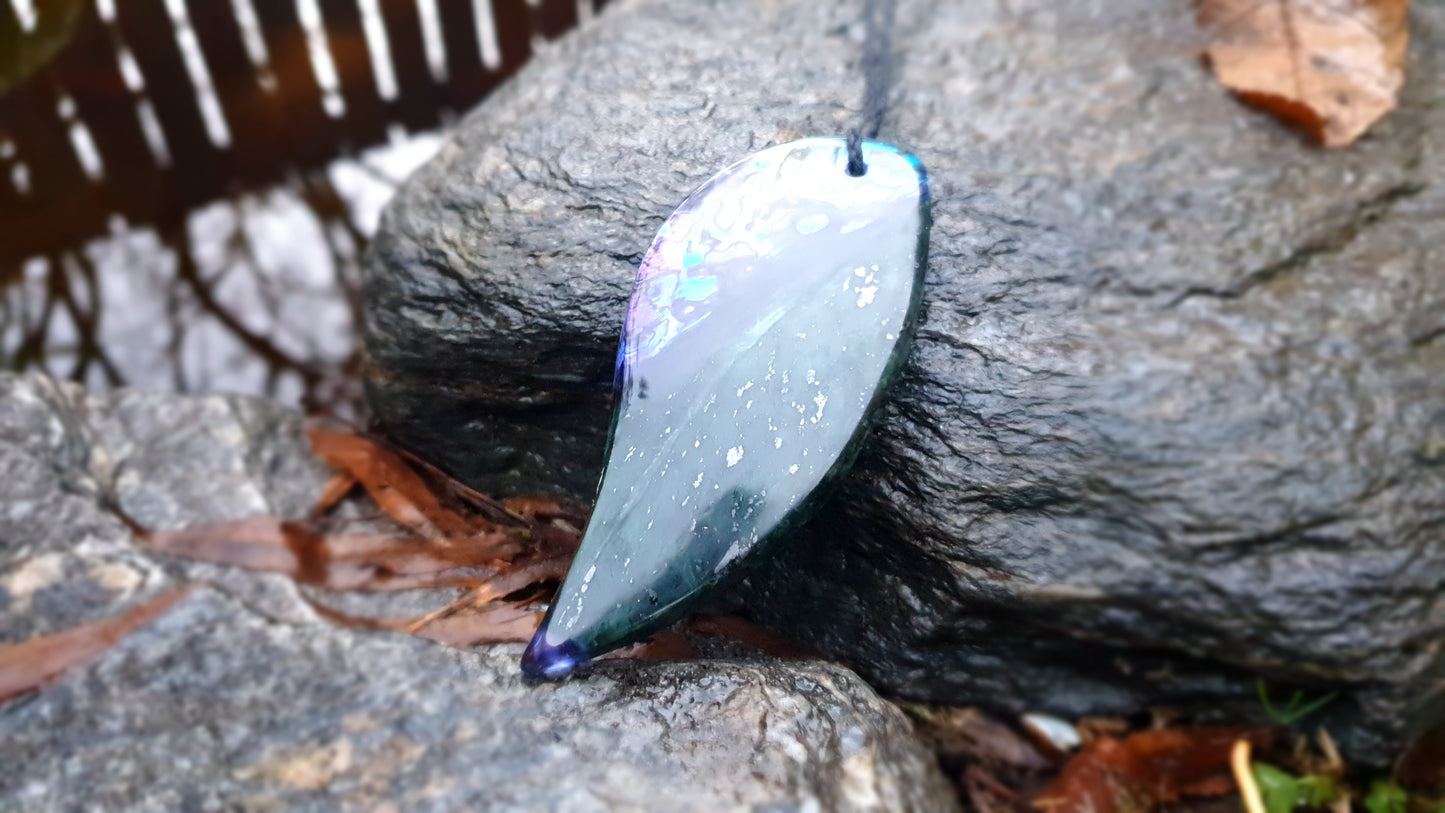 Extra Large Pounamu Paua and Epoxy Resin Rau