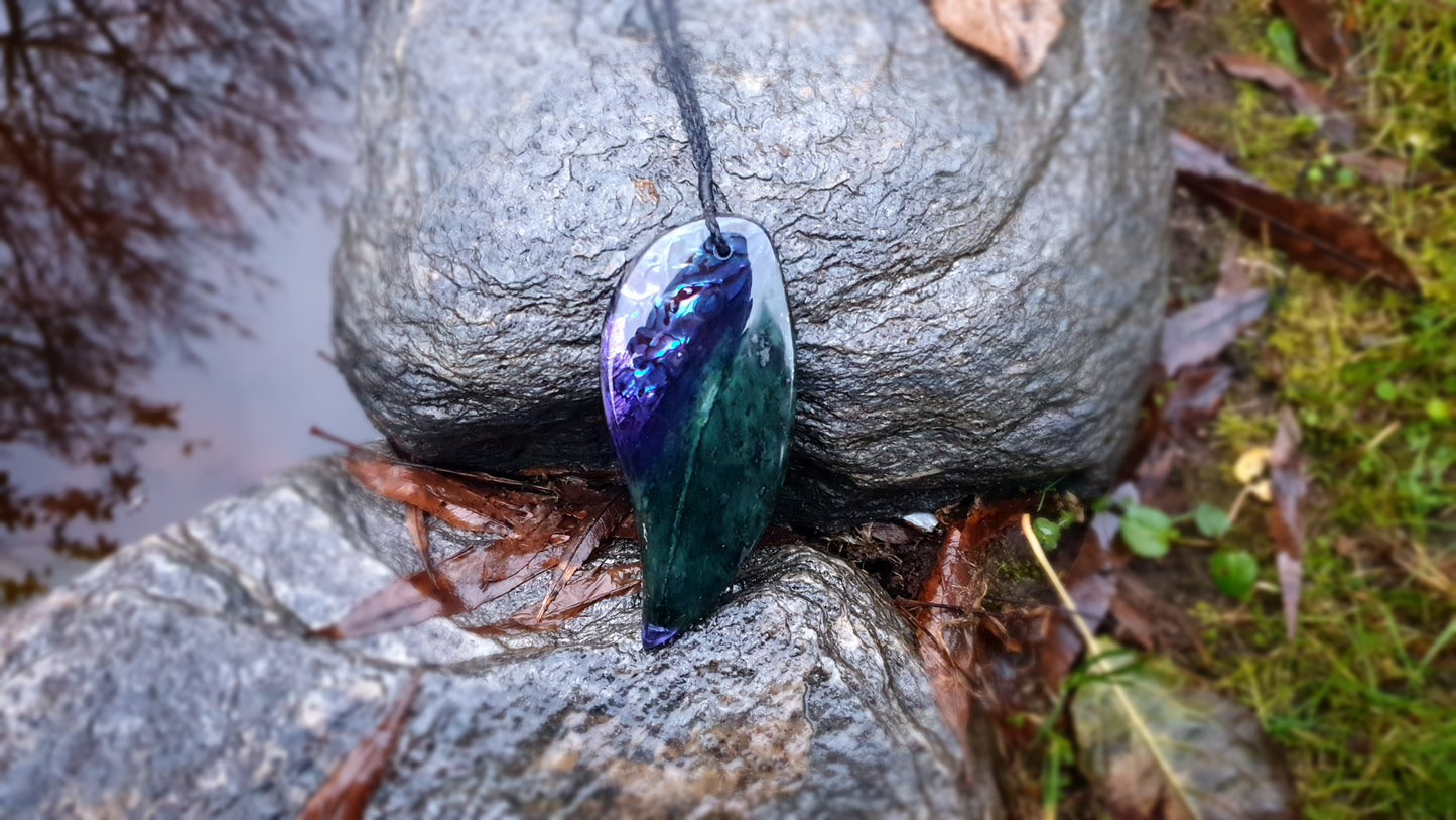 Extra Large Pounamu Paua and Epoxy Resin Rau