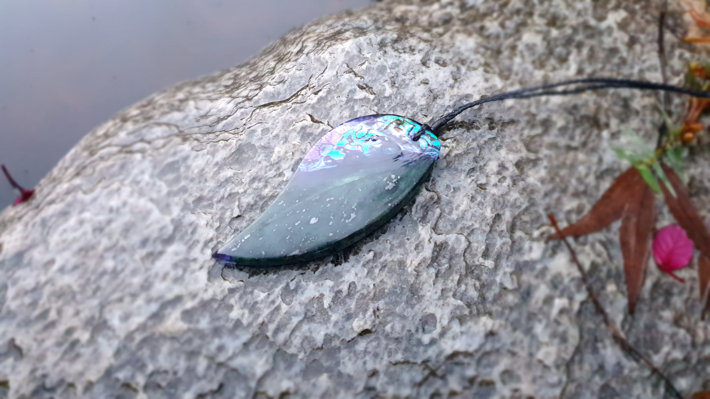 Extra Large Pounamu Paua and Epoxy Resin Rau