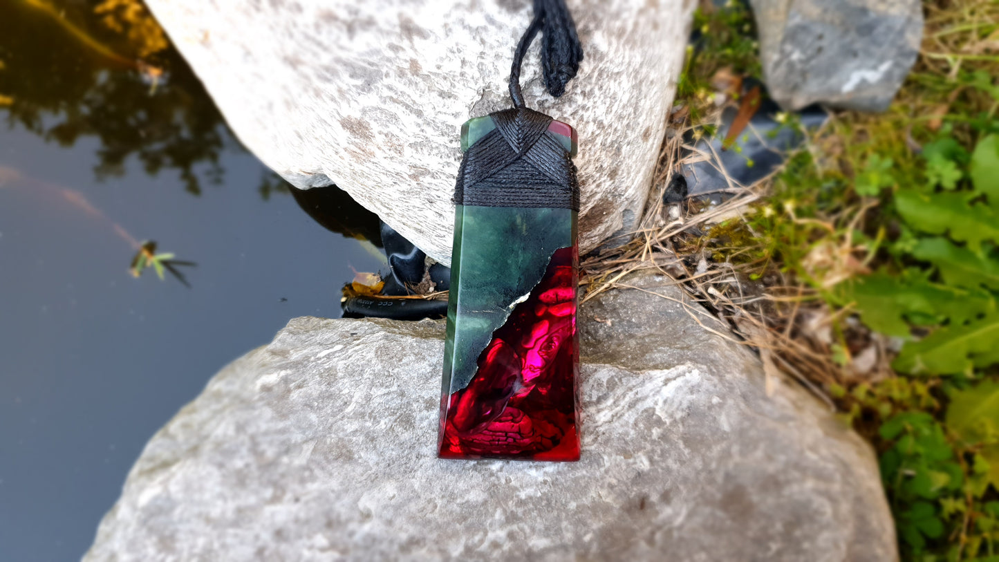 Extra Large Pounamu Paua and Epoxy Resin Toki