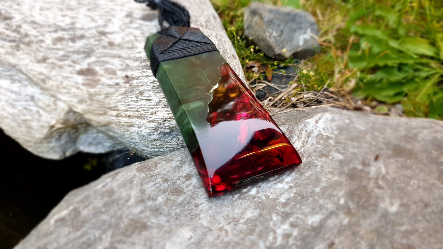 Extra Large Pounamu Paua and Epoxy Resin Toki