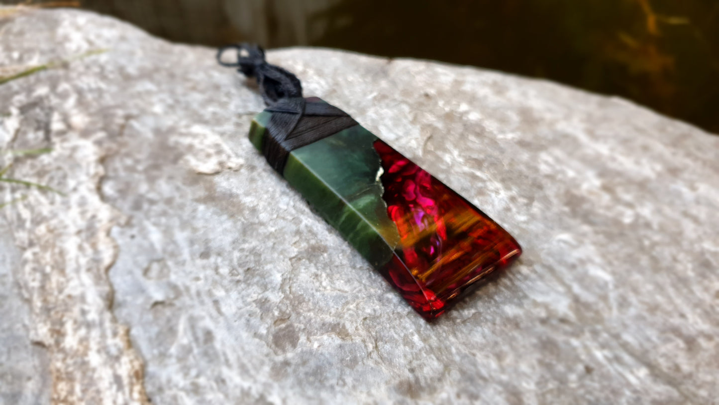 Extra Large Pounamu Paua and Epoxy Resin Toki