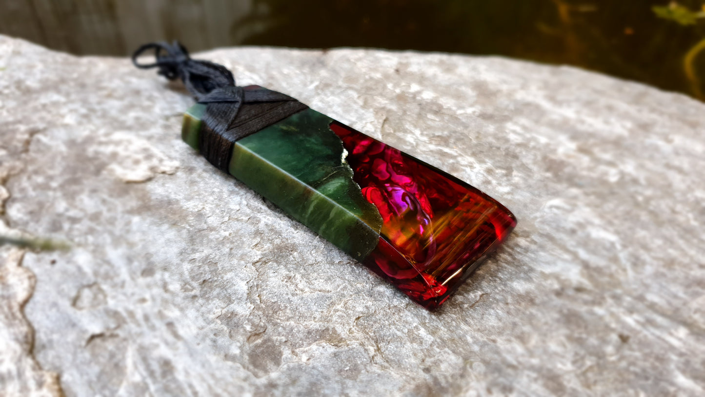 Extra Large Pounamu Paua and Epoxy Resin Toki