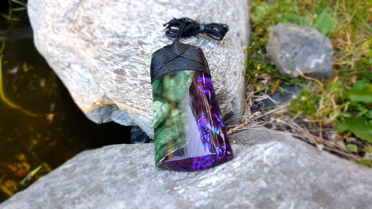 Extra Large Pounamu Paua and Epoxy Resin Toki