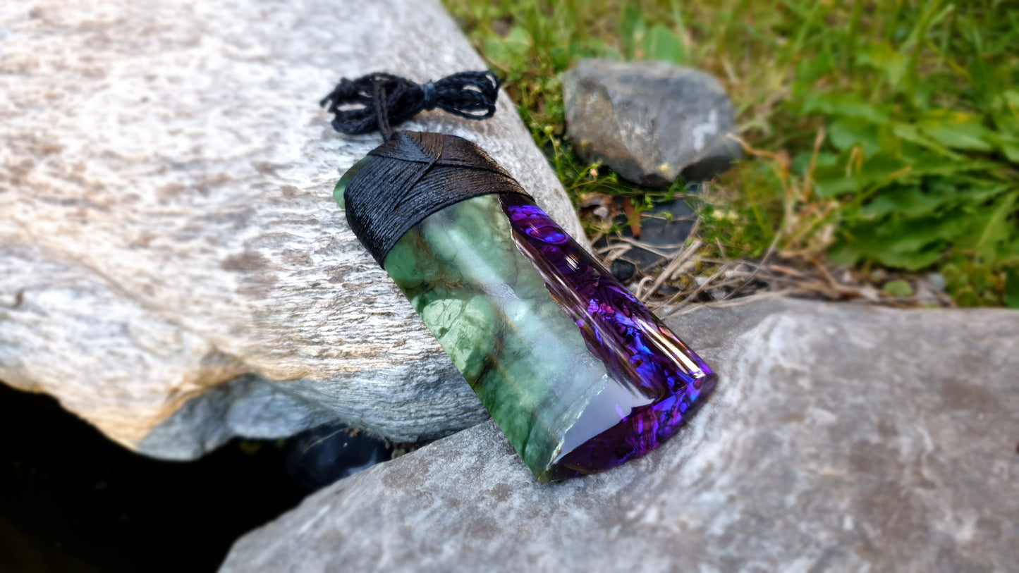Extra Large Pounamu Paua and Epoxy Resin Toki