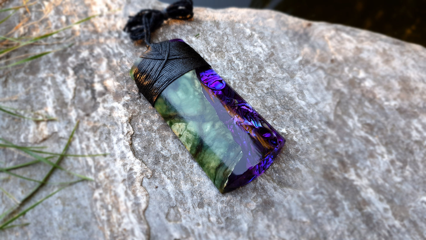 Extra Large Pounamu Paua and Epoxy Resin Toki