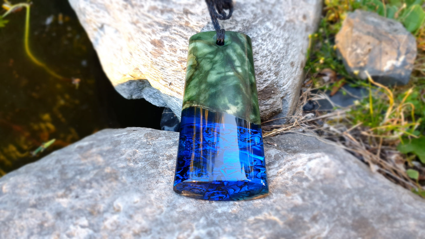 Extra Large Pounamu Paua and Epoxy Resin Toki