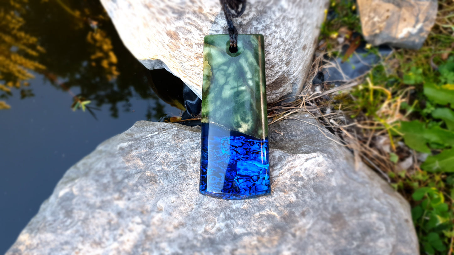 Extra Large Pounamu Paua and Epoxy Resin Toki