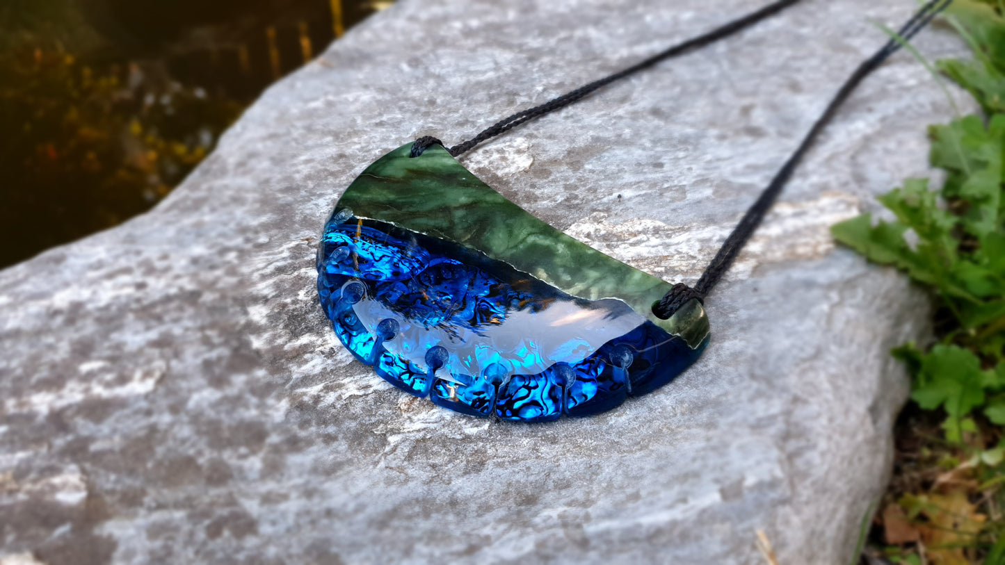 Extra Large Pounamu Paua and Epoxy Resin Breastplate