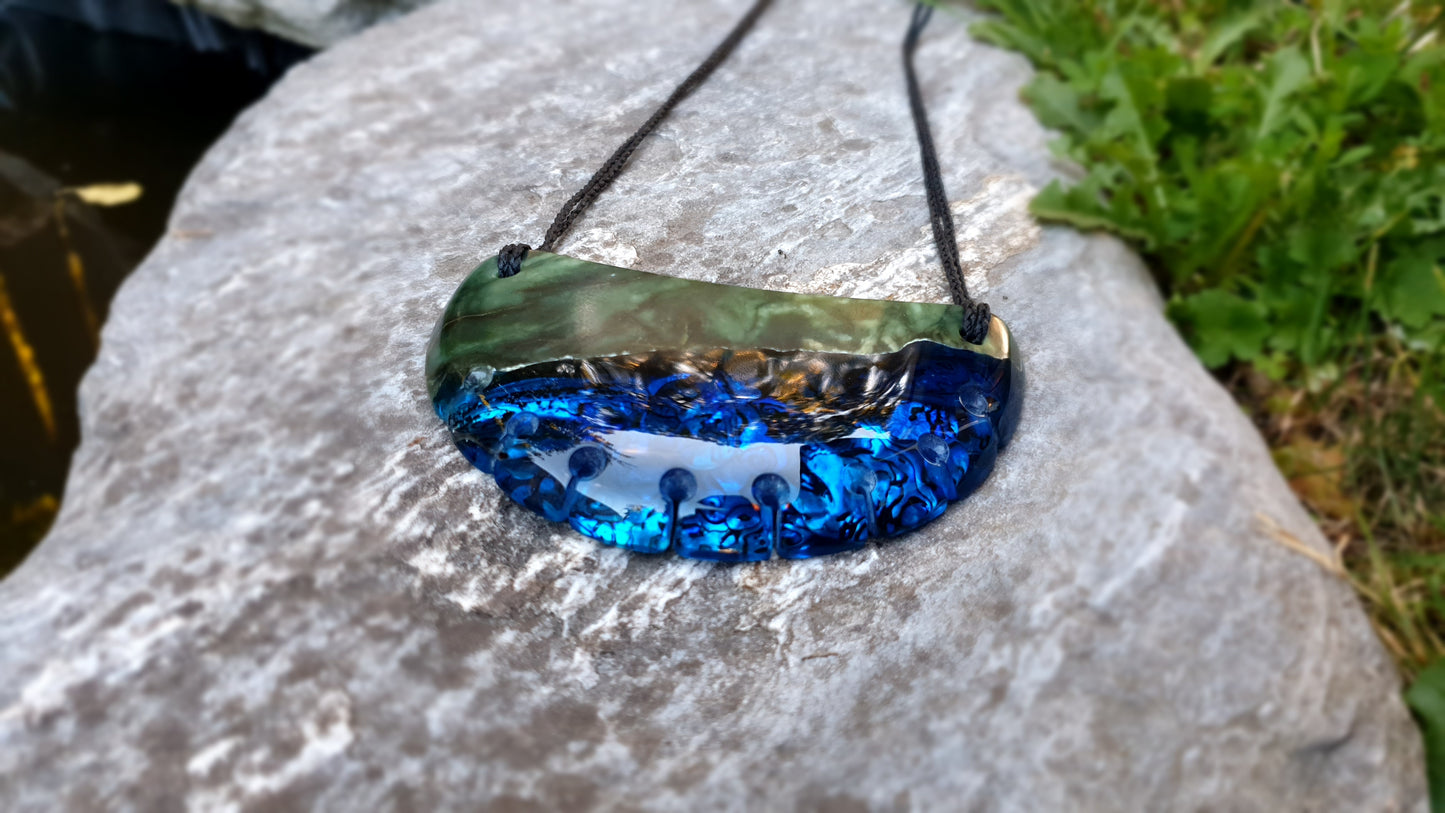 Extra Large Pounamu Paua and Epoxy Resin Breastplate