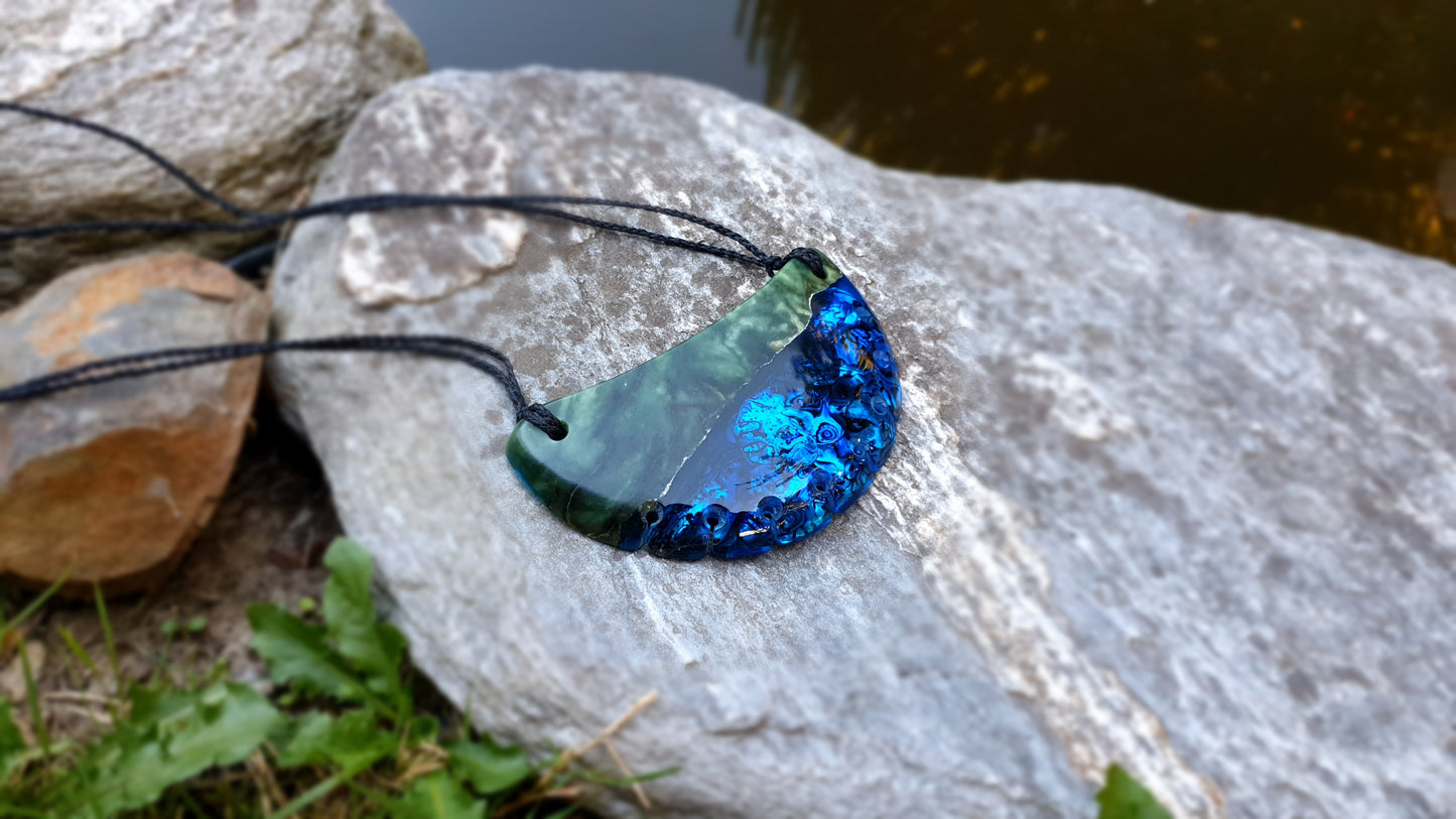 Extra Large Pounamu Paua and Epoxy Resin Breastplate