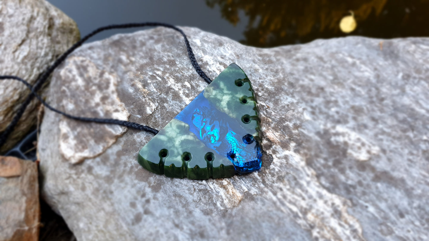 Extra Large Pounamu Paua and Epoxy Resin Breastplate