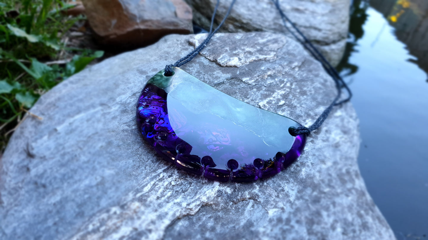 Extra Large Pounamu Paua and Epoxy Resin Breastplate
